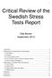 Critical Review of the Swedish Stress Tests Report