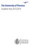 The University of Florence Academic Year 2013/2014