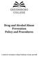 Drug and Alcohol Abuse Prevention Policy and Procedures