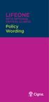 LifeOne. Policy Wording