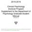2015-2016. Clinical Psychology Doctoral Program Supplement to the Department of Psychology Graduate Student Manual
