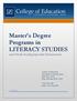 Master's Degree Programs in LITERACY STUDIES and Nevada Reading Specialist Endorsement