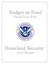 Budget-in-Brief. Homeland Security. Fiscal Year 2016. www.dhs.gov