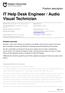 IT Help Desk Engineer / Audio Visual Technician