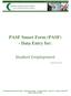 PASF Smart Form (PASF) - Data Entry for: Student Employment