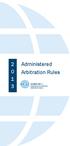 Administered Arbitration Rules