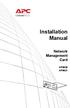 Installation Manual. Network Management Card AP9630 AP9631
