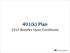 401(k) Plan. 2012 Benefits Open Enrollment