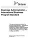 Business Administration International Business Program Standard
