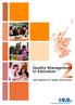 Quality Management in Education. Self-evaluation for quality improvement