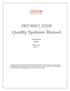 ISO 9001:2008 Quality Systems Manual