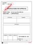 SPECIFICATIONS FOR APPROVAL