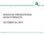 INVESTOR PRESENTATION Q3-2015 RESULTS OCTOBER 22, 2015. October 22, 2015 Page 1