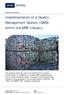 Implementation of a Quality Management System (QMS) within the MRF Industry