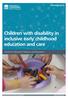 Children with disability in inclusive early childhood education and care