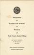 Inauguration. Kenneth Rast Williams. as President. Dade County Junior College