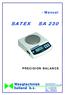 SATEX SA 230. - Manual. Weegtechniek holland b.v. PRECISION BALANCE. Patroonsweg 23-27 3892 DA Zeewolde HOLLAND