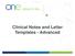 Clinical Notes and Letter Templates - Advanced