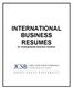 INTERNATIONAL BUSINESS RESUMES for Undergraduate Business Students