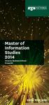 Master of Information Studies 2014 Victoria Business School Orauariki