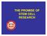 THE PROMISE OF STEM CELL RESEARCH