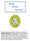 Need Water Service? WATER SERVICE