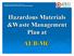 ENVIRONMENTAL HEALTH, SAFETY & RISK MANAGEMENT. Hazardous Materials &Waste Management Plan at
