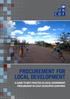 PROCUREMENT FOR LOCAL DEVELOPMENT. A Guide to Best Practice in Local Government Procurement in Least Developed Countries