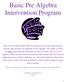 Basic Pre Algebra Intervention Program