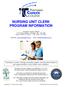 NURSING UNIT CLERK PROGRAM INFORMATION