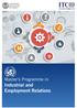 Master s Programme in Industrial and Employment Relations