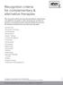 Recognition criteria for complementary & alternative therapies