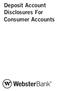 Deposit Account Disclosures For Consumer Accounts