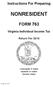 Instructions For Preparing NONRESIDENT FORM 763. Virginia Individual Income Tax. Return For 2014