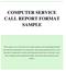 COMPUTER SERVICE CALL REPORT FORMAT SAMPLE