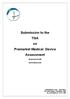 Submission to the TGA on Premarket Medical Device Assessment