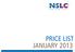 Price List January 2013