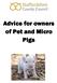 Advice for owners of Pet and Micro Pigs