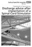 Discharge advice after implantation of a Spinal Cord Stimulator