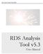 RDS INCORPORATED. RDS Analysis Tool v5.3. User Manual
