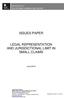 ISSUES PAPER LEGAL REPRESENTATION AND JURISDICTIONAL LIMIT IN SMALL CLAIMS