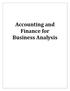 Accounting and Finance for Business Analysis