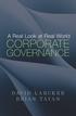 A Real Look at Real World. Corporate. Governance. D a v i d L a r c k e r Brian Tayan