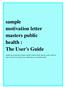 sample motivation letter masters public health : The User's Guide
