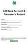 4-H Bank Account & Treasurer s Record
