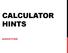 CALCULATOR HINTS ANNUITIES