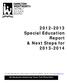 2012-2013 Special Education Report & Next Steps for 2013-2014