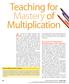 Teaching for Mastery of Multiplication