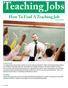 Teaching Jobs. How To Find A Teaching Job by Rick Roberts