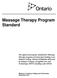 Massage Therapy Program Standard